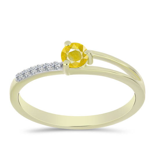 Pierścionek srebrny pozłacany z źółtym szafirem i białym topazem