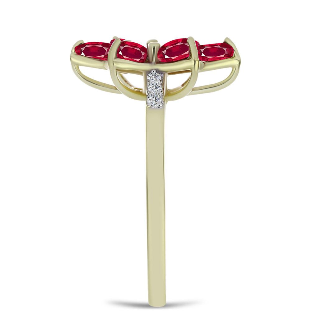 Pierścionek srebrny pozłacany z malgaskim rubinem i białym topazem