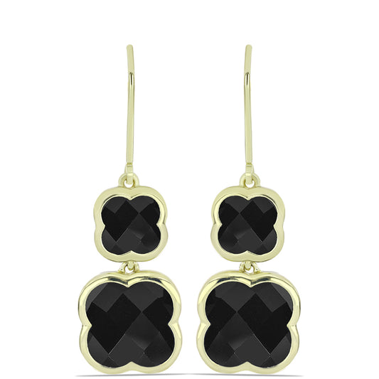 Kolczyki srebrne pozłacane z czarnym onyksem