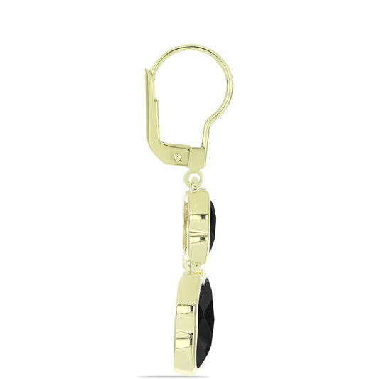 Kolczyki srebrne pozłacane z czarnym onyksem