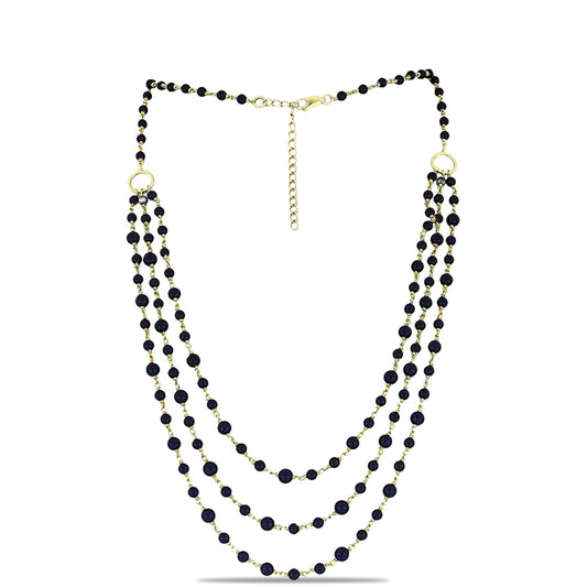 Naszyjnik srebrny pozłacany z czarnym onyksem