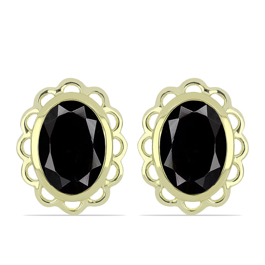Kolczyki srebrne pozłacane z czarnym onyksem
