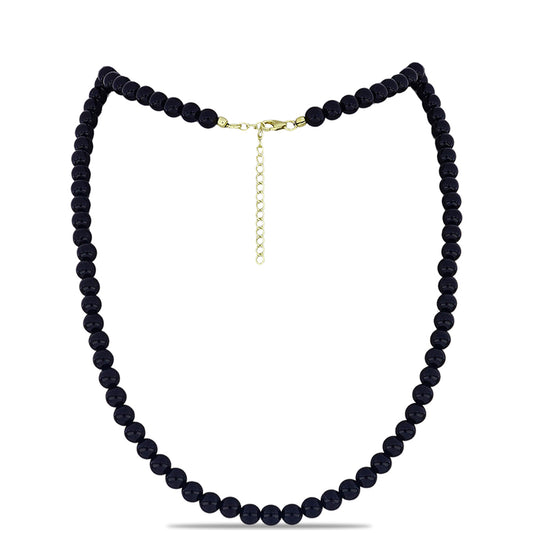 Naszyjnik srebrny pozłacany z czarnym onyksem
