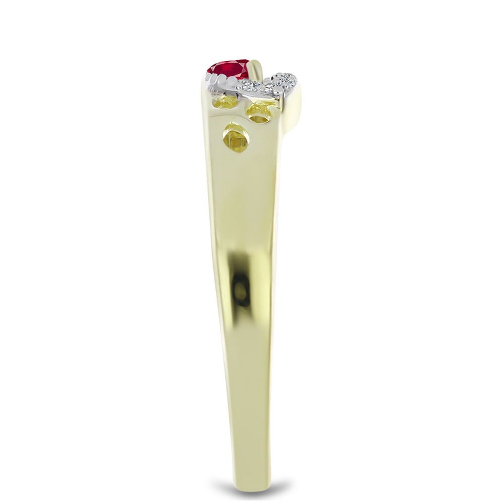 Pierścionek srebrny pozłacany z malgaskim rubinem i białym topazem