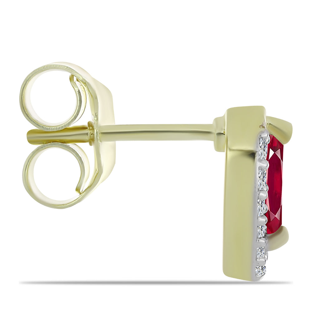 Kolczyki srebrne pozłacane z malgaskim rubinem i białym topazem