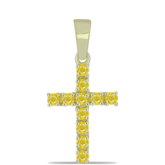 Zawieszka srebrna pozłacana z źółtym szafirem