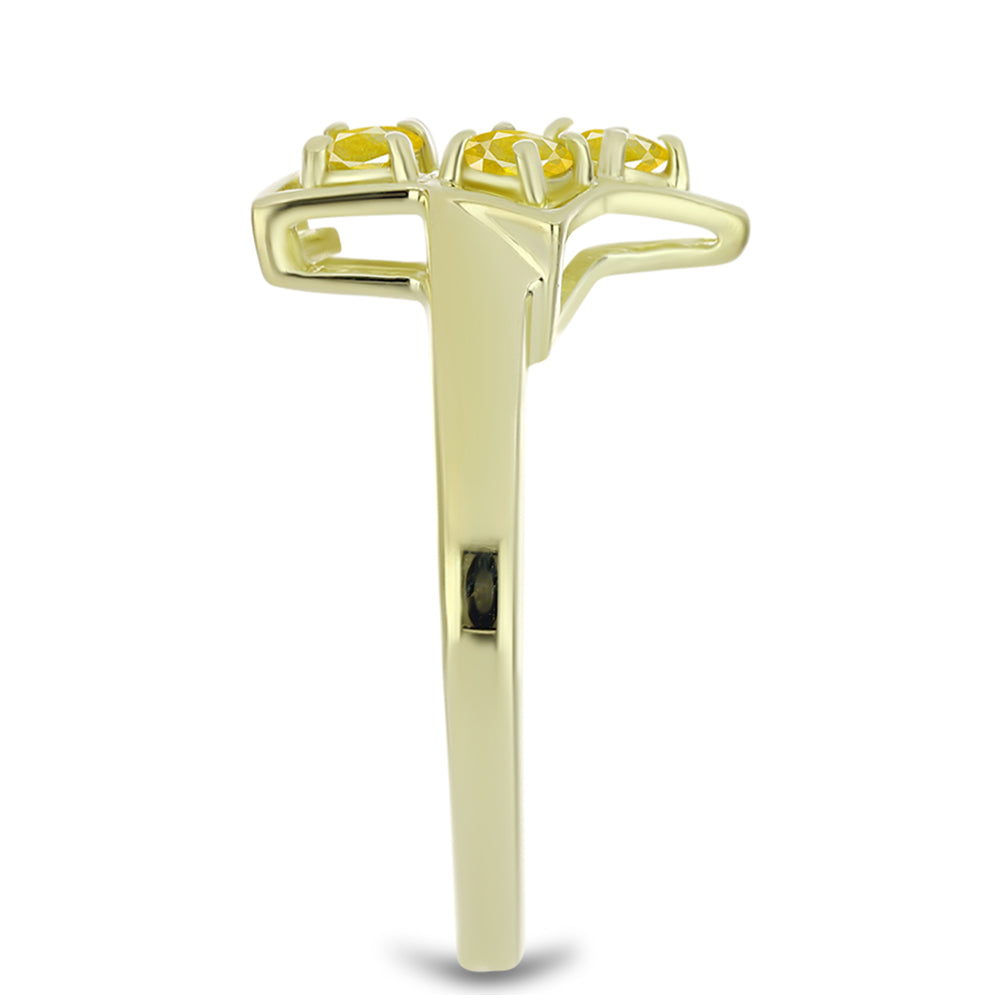 Pierścionek srebrny pozłacany z źółtym szafirem