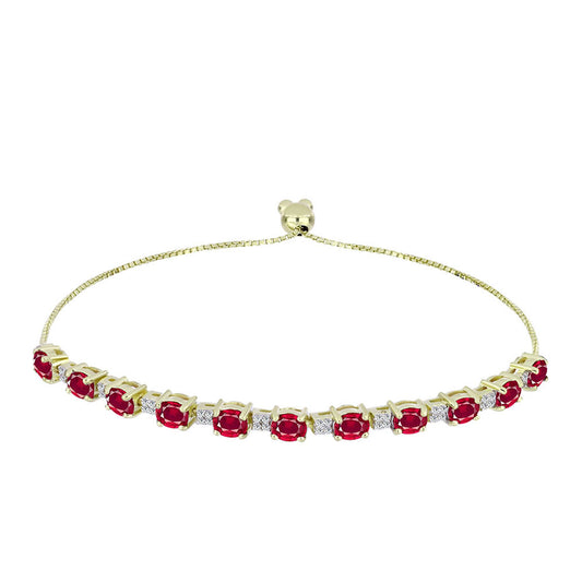 Bransoletka srebrna pozłacana z malgaskim rubinem i białym topazem