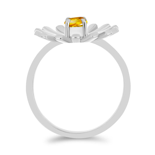 Pierścionek ze srebra próby 925 z cytrynem uralskim