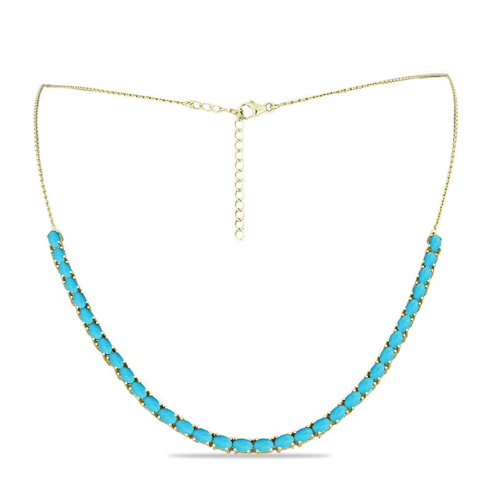 Naszyjnik srebrny pozłacany z niebieskim turkusem