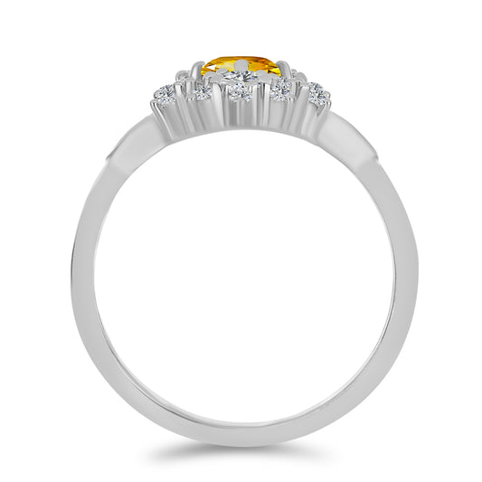 Pierścionek ze srebra próby 925 z cytrynem uralskim i białym topazem