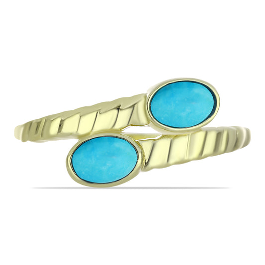 Pierścionek srebrny pozłacany z niebieskim turkusem