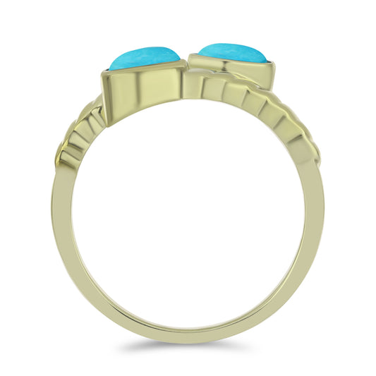 Pierścionek srebrny pozłacany z niebieskim turkusem
