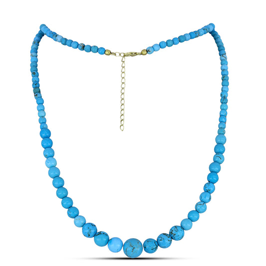 Naszyjnik srebrny pozłacany z niebieskim turkusem