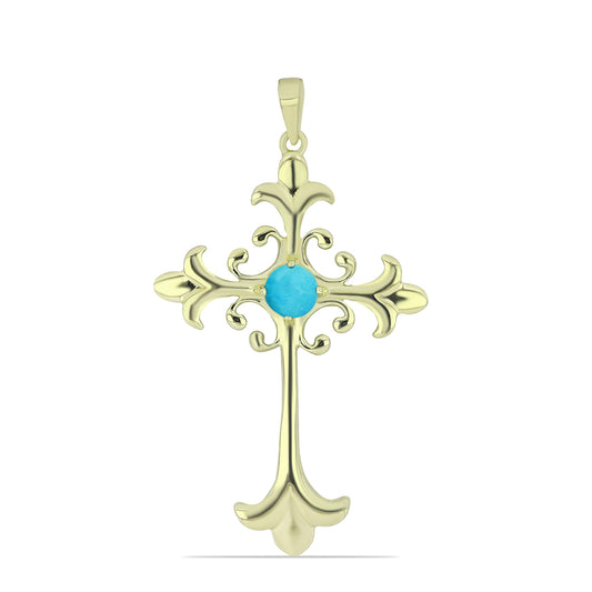 Zawieszka srebrna pozłacana z niebieskim turkusem