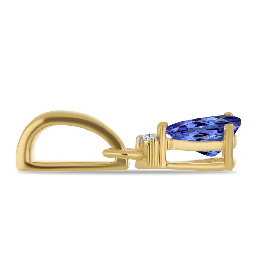 Zawieszka srebrna pozłacana z tanzanitem i białym diamentem