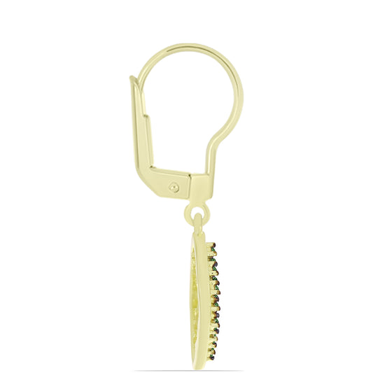 Kolczyki srebrne pozłacane z zielonym diamentem