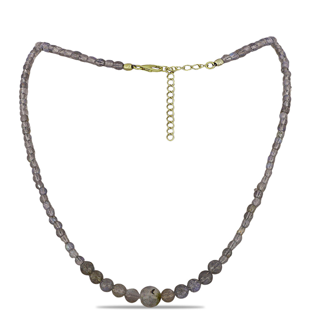 Naszyjnik srebrny pozłacany z labradorytem