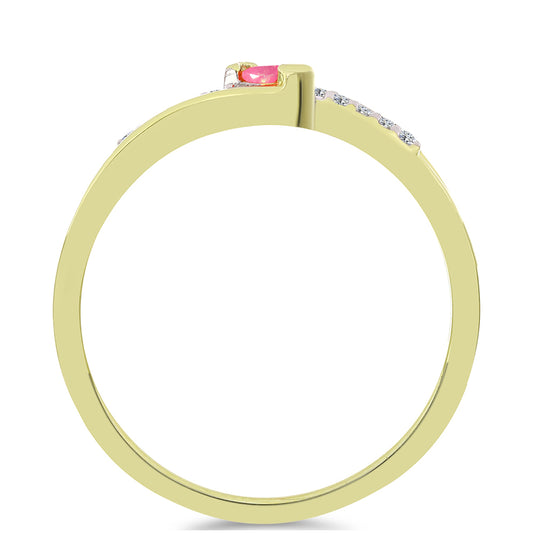 Pierścionek srebrny pozłacany z różowym etiopskim opalem i białym topazem