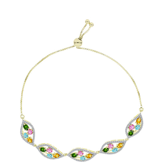 Bransoletka srebrna pozłacana z turmalinem i białym topazem