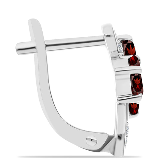 Kolczyki ze srebra próbe 925 z granatem i białym topazem