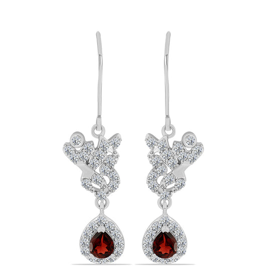 Kolczyki ze srebra próbe 925 z granatem i białym topazem