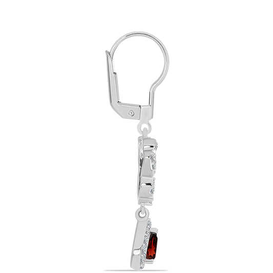 Kolczyki ze srebra próbe 925 z granatem i białym topazem