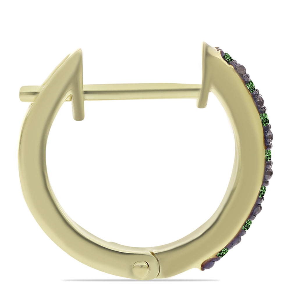 Kolczyki srebrne pozłacane z zielonym diamentem