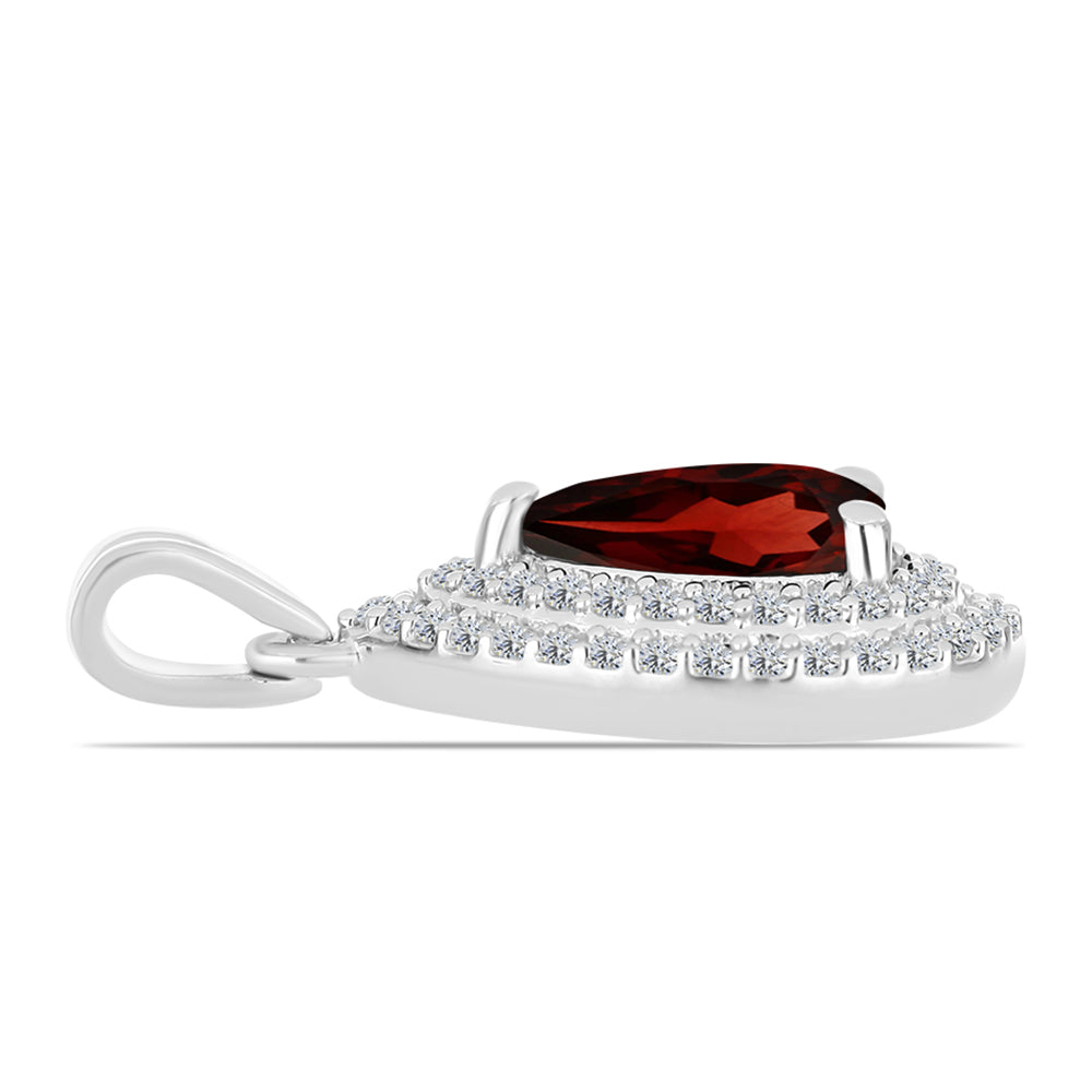 Zawieszka ze srebra próba 925 z granatem i białym topazem