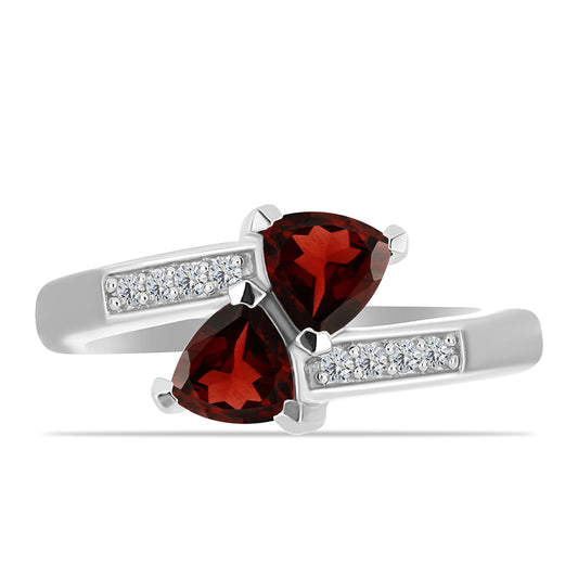 Pierścionek ze srebra próby 925 z granatem i białym topazem