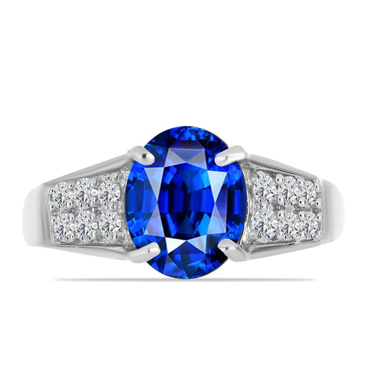 Pierścionek ze srebra próby 925 z australijskim niebieskim szafirem i białym topazem