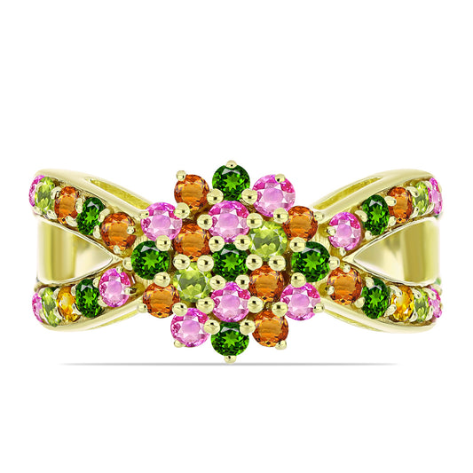 Pierścionek srebrny pozłacany z turmalinem