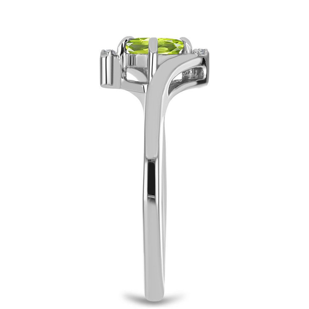 Pierścionek ze srebra próby 925 z perydotem i białym topazem