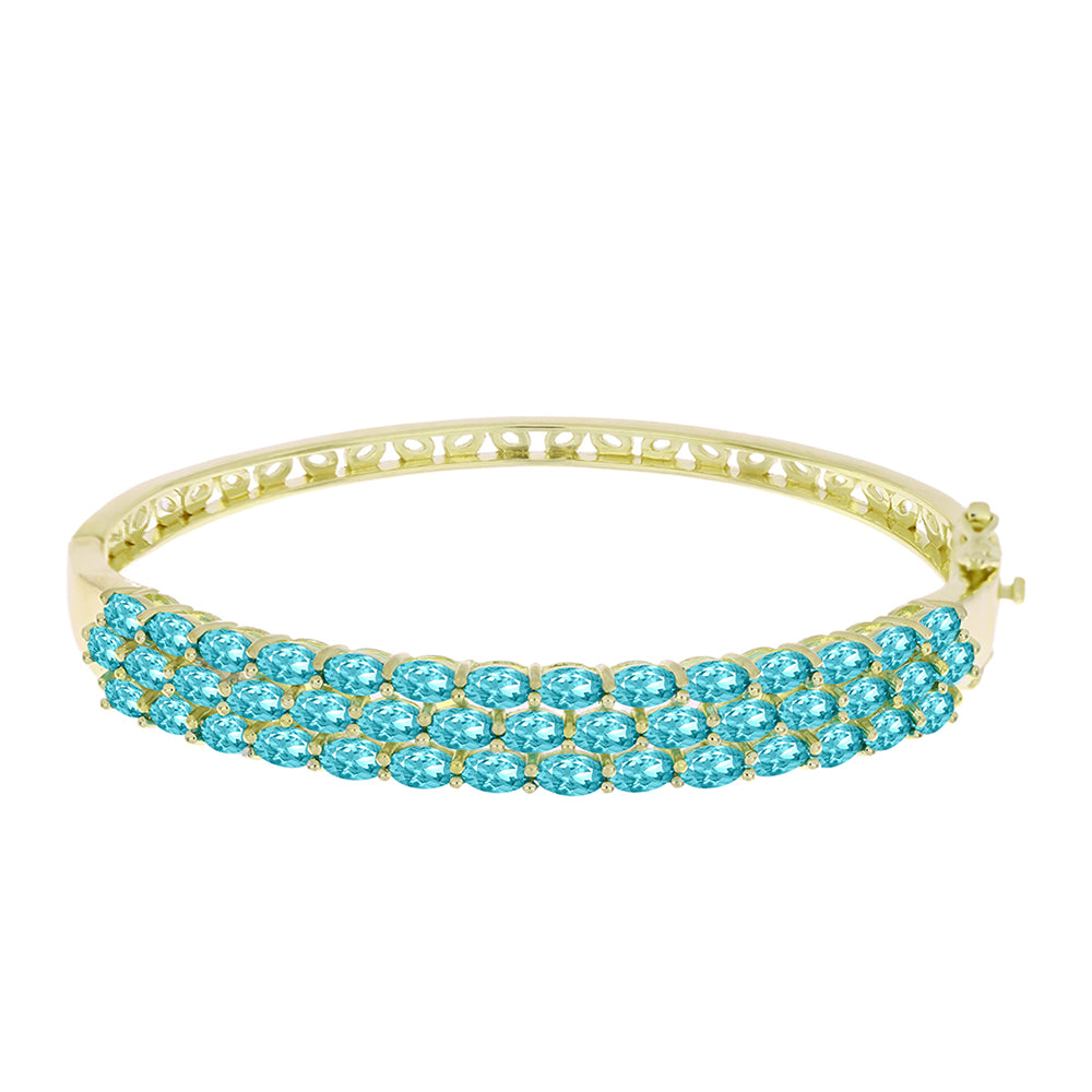 Bransoletka srebrny pozłacany z kwarcem Paraiba