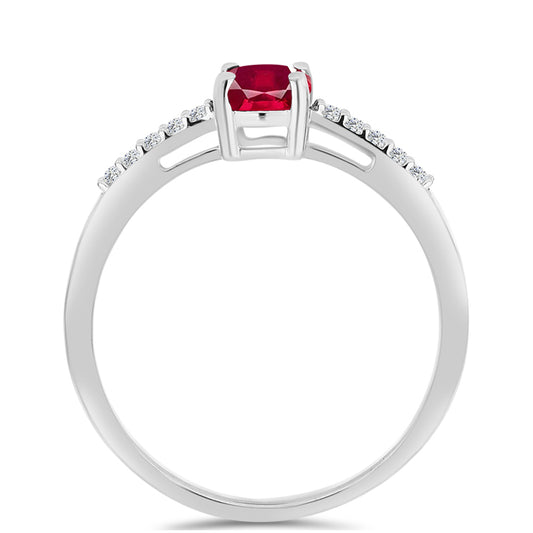 Pierścionek ze srebra próby 925 z malgaskim rubinem i białym topazem