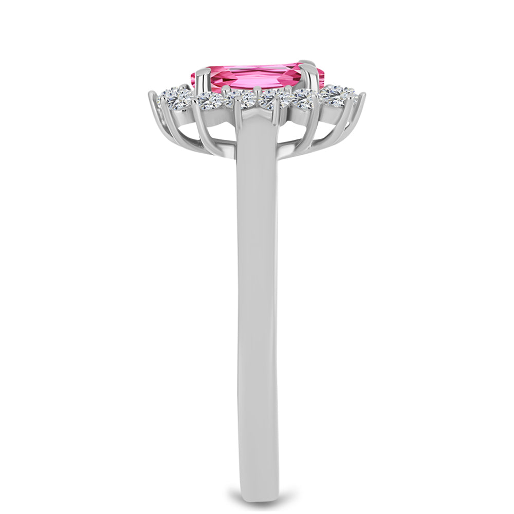 Pierścionek ze srebra próby 925 z różowym turmalinem i białym topazem