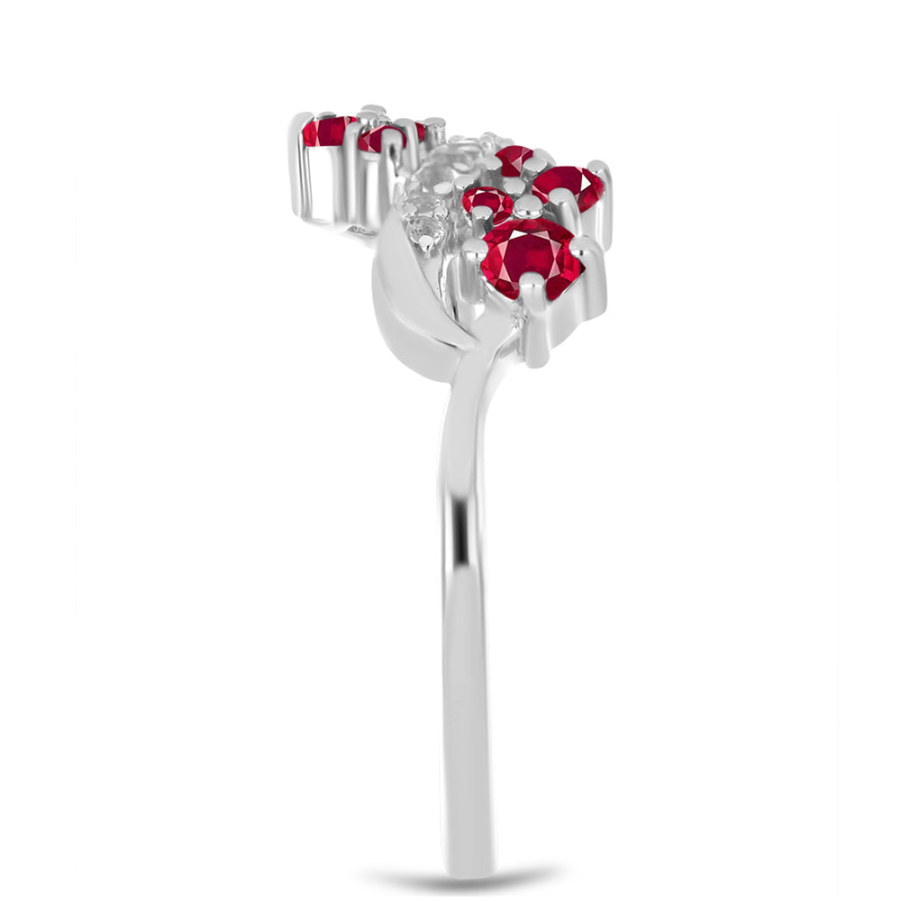 Pierścionek ze srebra próby 925 z malgaskim rubinem i białym topazem
