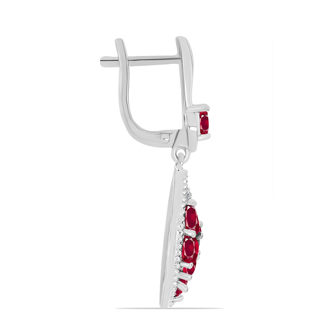 Kolczyki ze srebra próbe 925 z malgaskim rubinem i białym topazem