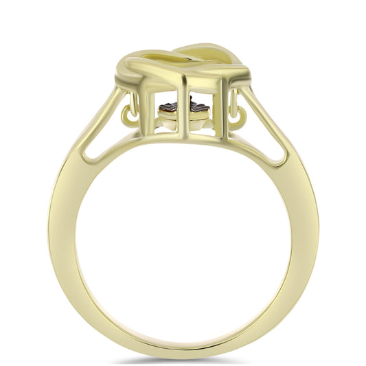 Pierścionek srebrny pozłacany z tańczącym niebieskim diamentem