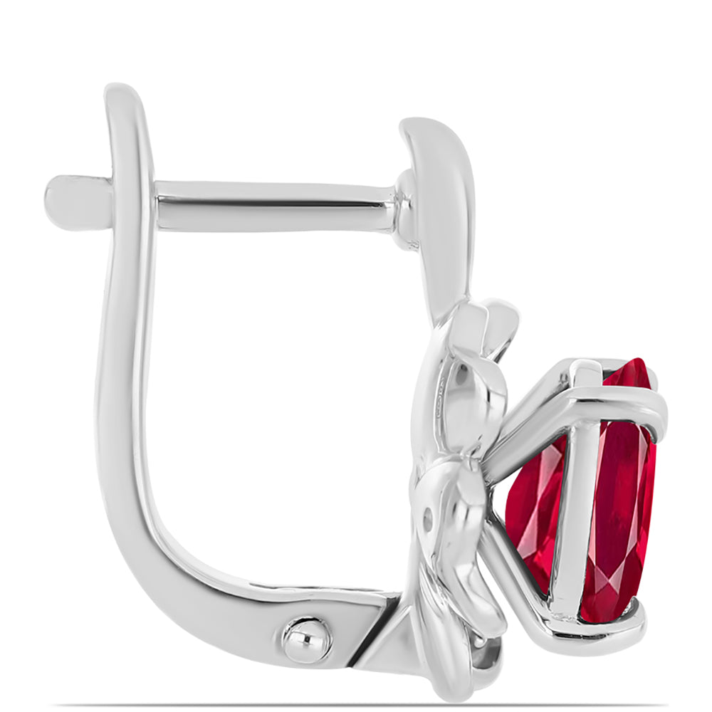 Kolczyki ze srebra próbe 925 z malgaskim rubinem i białym topazem