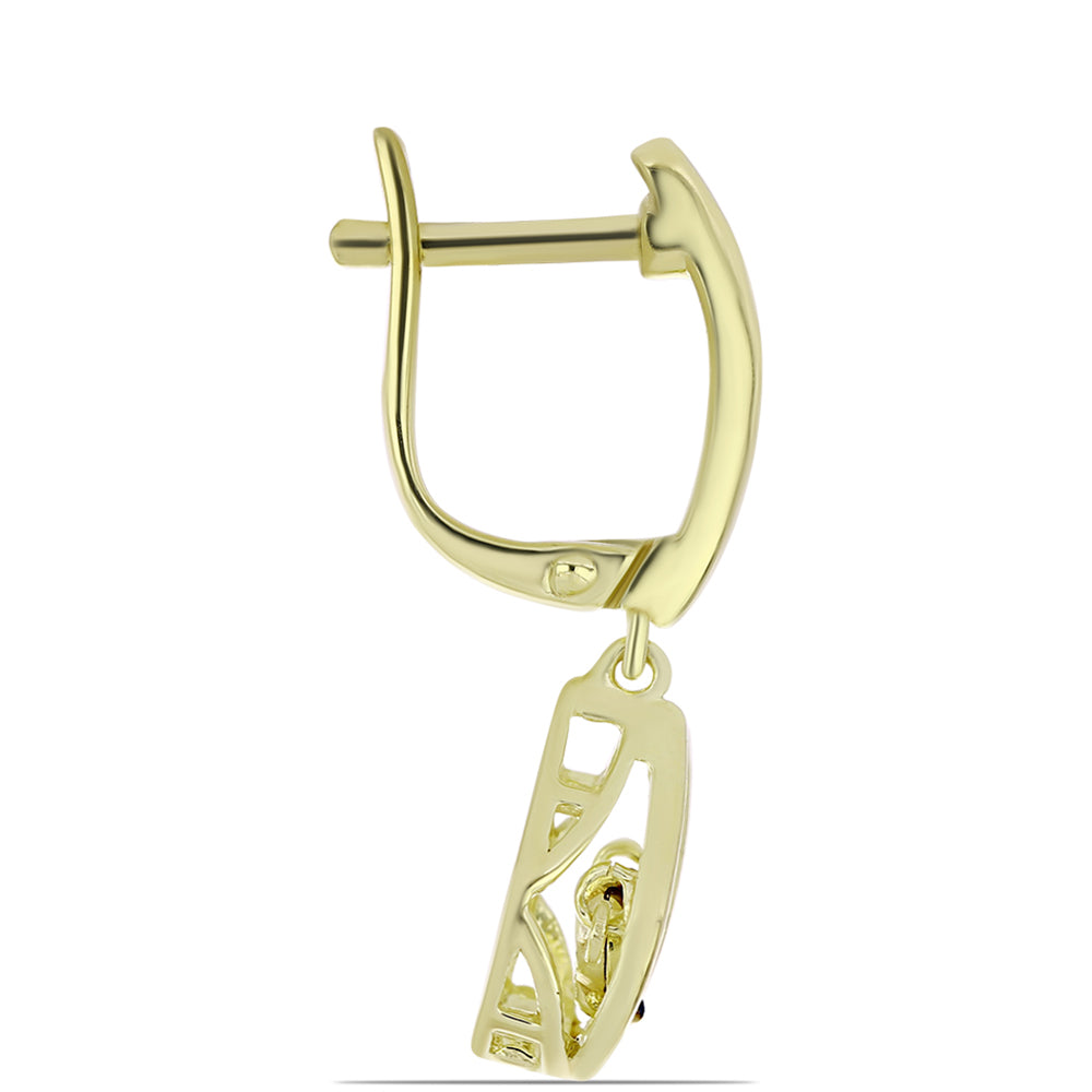 Kolczyki srebrne pozłacane z tańczącym niebieskim diamentem