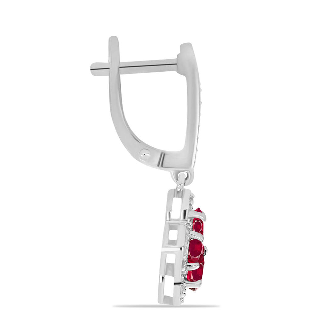 Kolczyki ze srebra próbe 925 z malgaskim rubinem i białym topazem