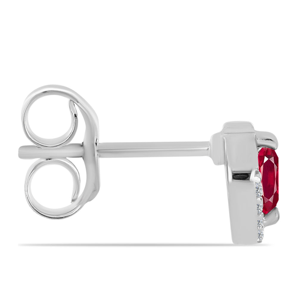 Kolczyki ze srebra próbe 925 z malgaskim rubinem i białym topazem