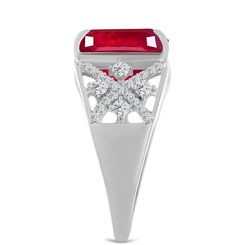 Pierścionek ze srebra próby 925 z malgaskim rubinem i białym topazem