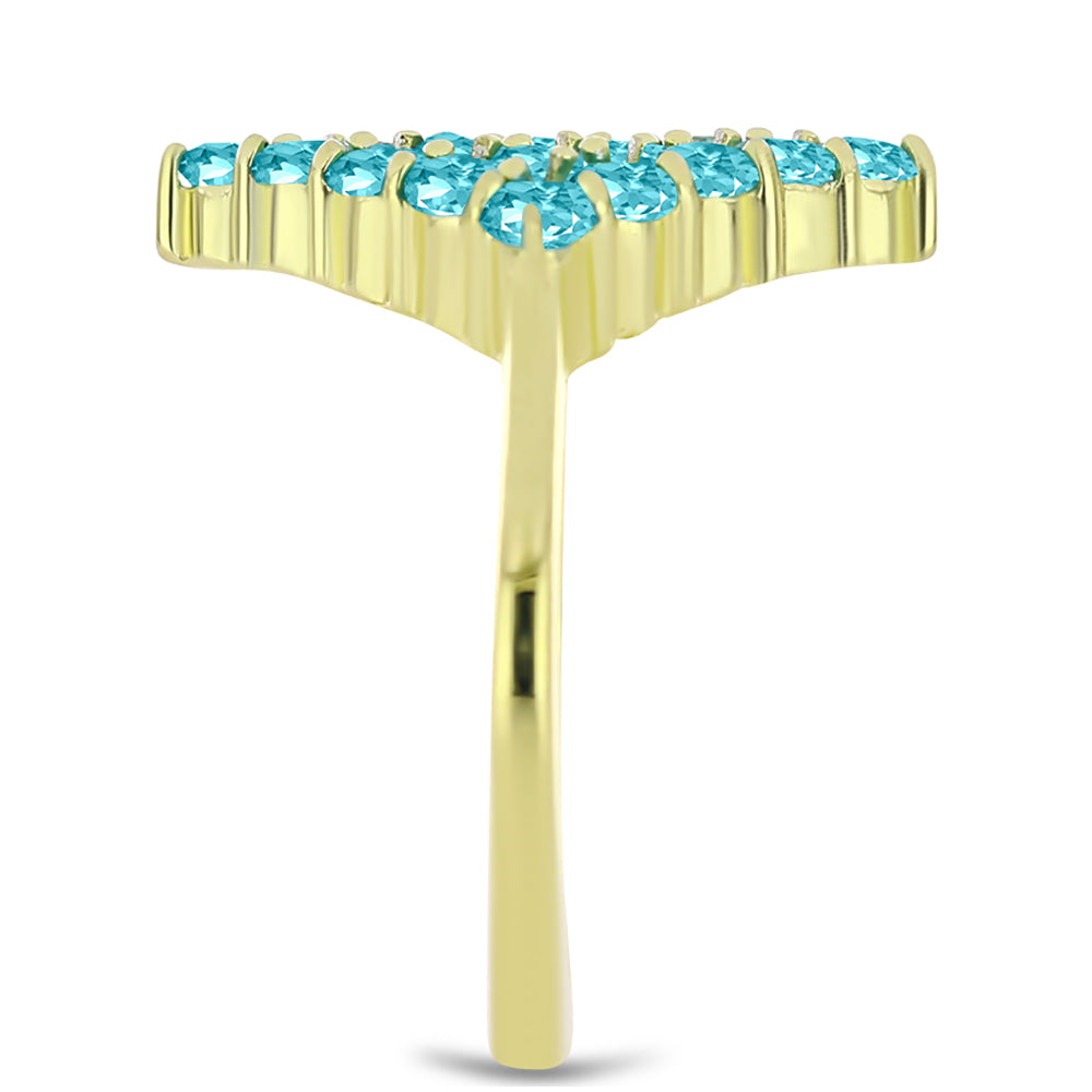 Pierścionek srebrny pozłacany z kwarcem Paraiba