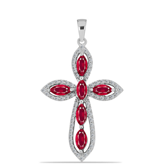 Zawieszka ze srebra próba 925 z malgaskim rubinem i białym topazem
