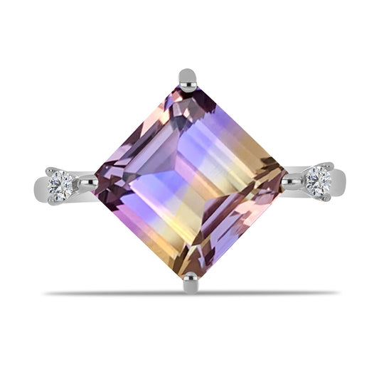 Pierścionek ze srebra próby 925 z ametrynem i białym topazem