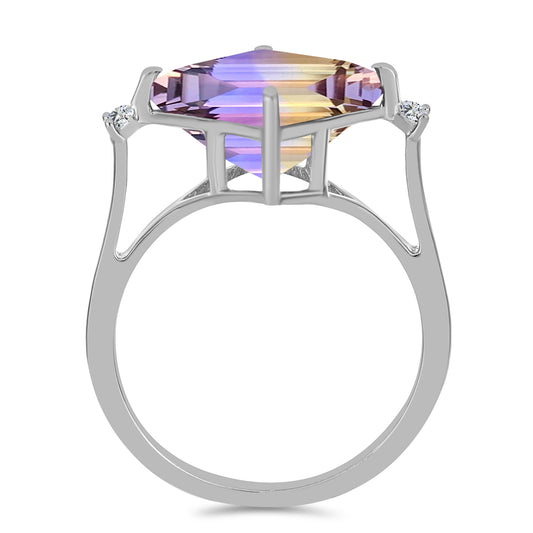 Pierścionek ze srebra próby 925 z ametrynem i białym topazem