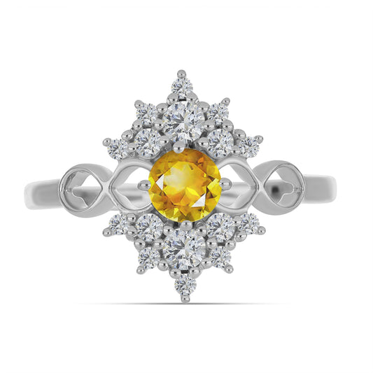 Pierścionek ze srebra próby 925 z cytrynem uralskim i białym topazem