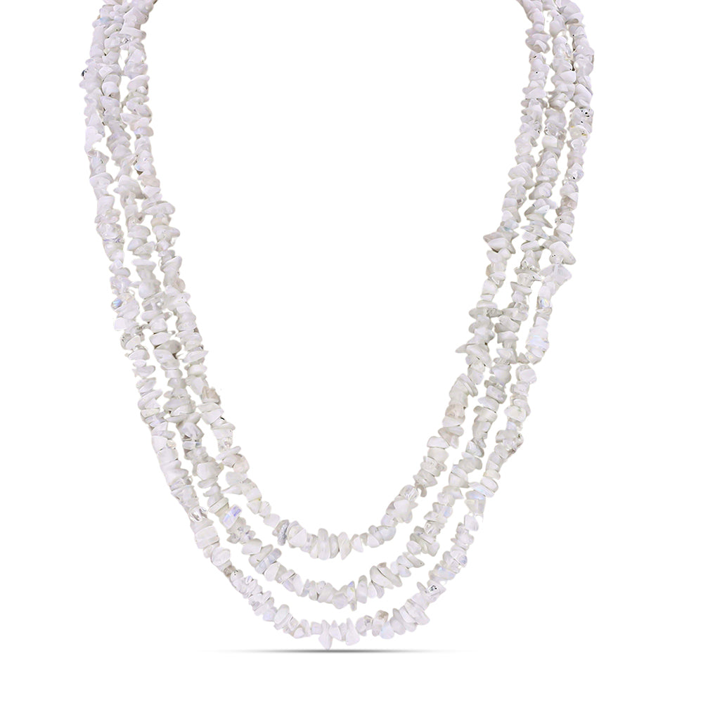 Naszyjnik bryłka z tęczowym kamieniem księżycowym